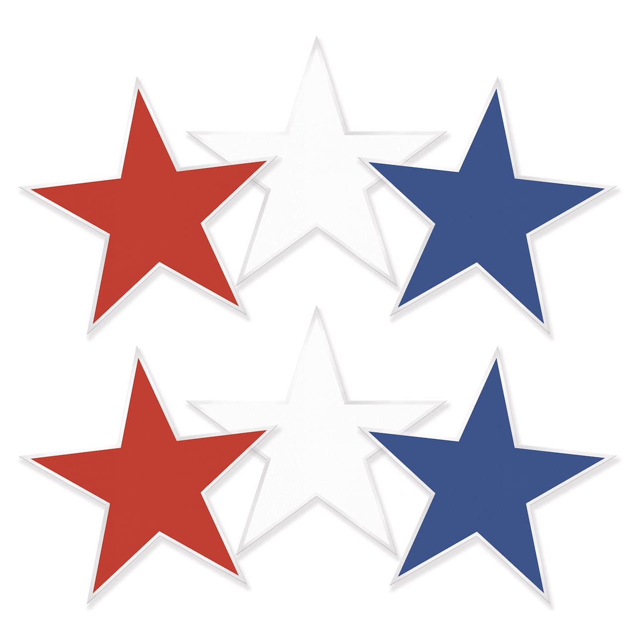 Beistle 7.5" x 7.75" Red, White & Blue Plastic Star Cutouts, 6ct.